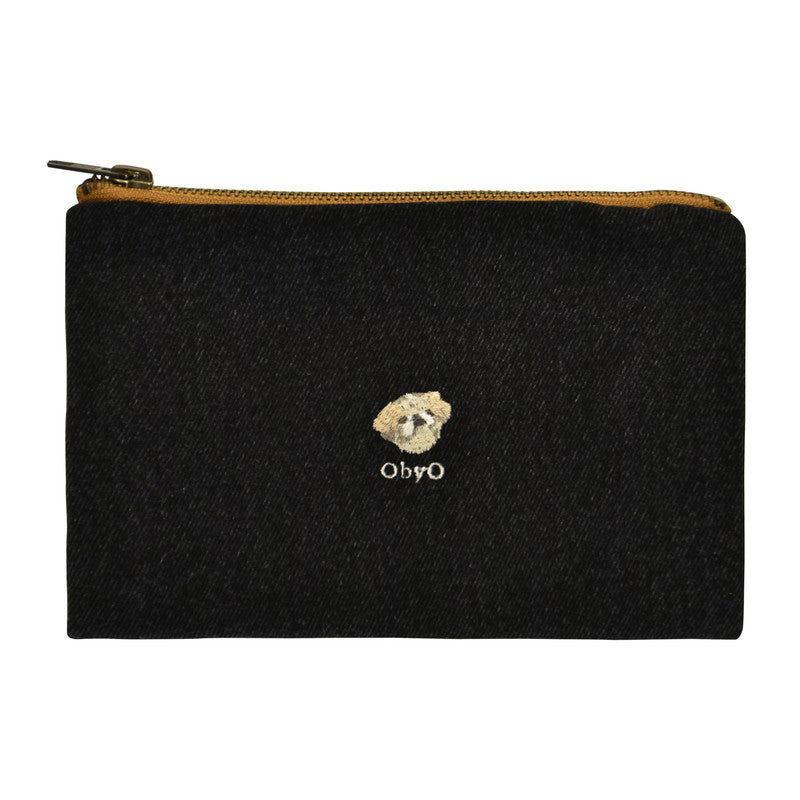 ONE BY ONE embroidery pouch / Denim / TETO / oo22ss-12